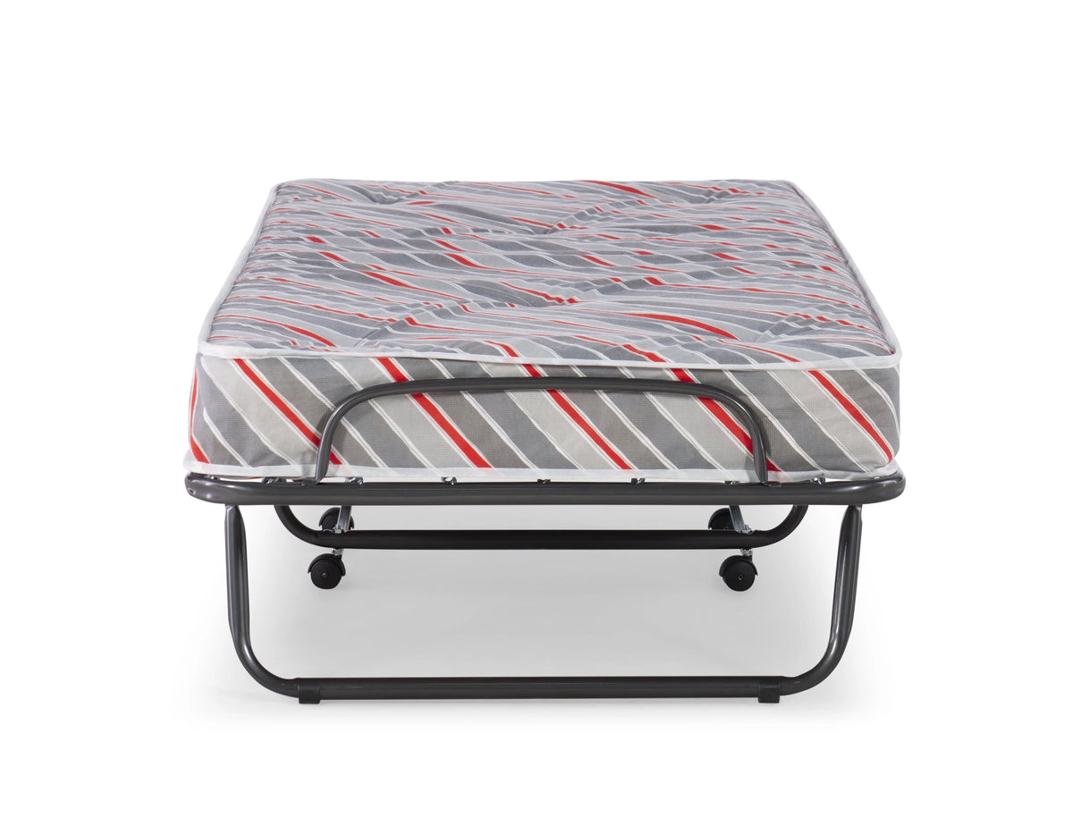 Linon Torino Folding Rollaway Guest Bed with 4" Innerspring Mattress, Cot
