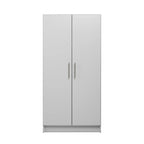 Prepac Adjustable Shelves Cabinet - Functional Tall Garage Table, 16"D x 32"W x 65"H Freestanding Garage Cabinet with 2-Doors, Light Gray - GES-3264