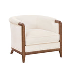 My Texas House Campbell Wood Accent Chair, Cream Fabric