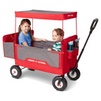 Radio Flyer, 3-in-1 All-Terrain EZ Fold Wagon with Canopy, Red and Gray, Air Tires