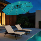 Costway 10 FT Solar Offset Hanging Umbrella Patio Cantilever Umbrella with 32 LED Lights Brown