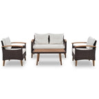 Topcobe Patio Seating Set with Cushions, 4-Piece Garden Furniture, Beige