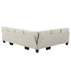 Harper & Bright Designs Modular Sectional Sofa with Ottoman Couch L Shape Corner Sofa Sets 7 Seats Fabric Couch for Living Room, Black, 112 * 87 inch