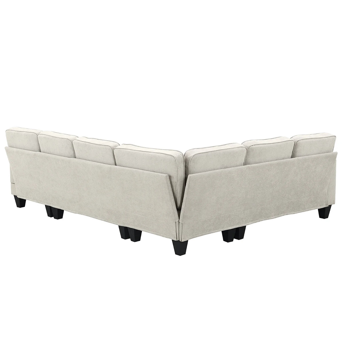 Harper & Bright Designs Modular Sectional Sofa with Ottoman Couch L Shape Corner Sofa Sets 7 Seats Fabric Couch for Living Room, Black, 112 * 87 inch