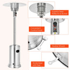 Costway 50000 BTU Propane Patio Heater Standing Steel with Wheels Grey