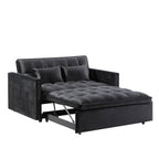 Gewnee 55'' Modern Convertible Velvet Sofa Bed with Pull-Out Twin Bed, Adjustable Backrest for Living Room, Office (Dark Gray)