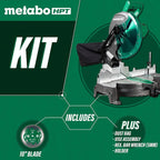 Metabo HPT 10-Inch Compound Miter Saw, Single Bevel, 15-Amp Motor, 0-52 Miter Angle Range, 0-45 Bevel Range, Large Table, 10" 24T TCT Miter Saw Blade C10FCGS