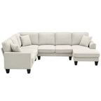 Harper & Bright Designs Modular Sectional Sofa with Ottoman Couch L Shape Corner Sofa Sets 7 Seats Fabric Couch for Living Room, Black, 112 * 87 inch