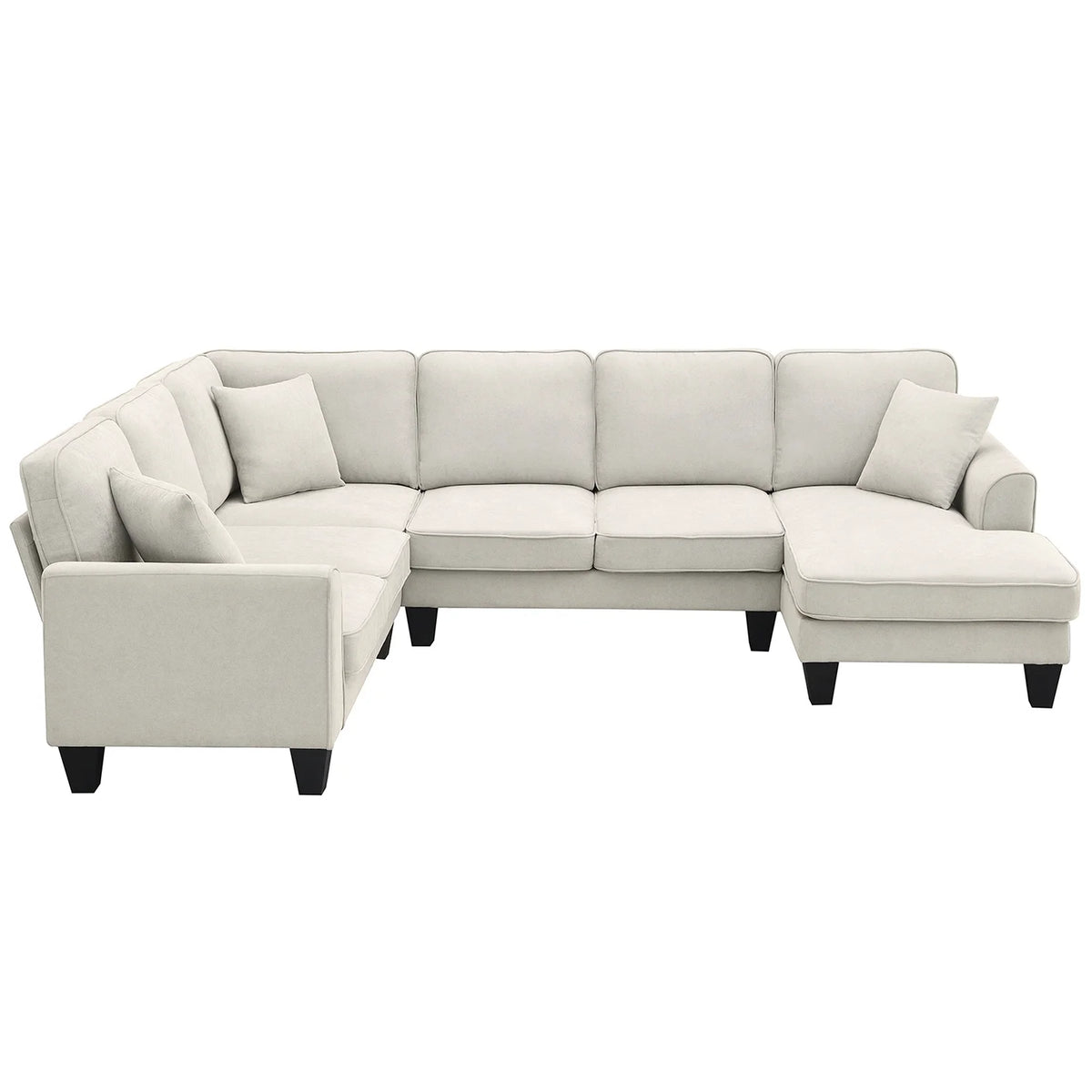 Harper & Bright Designs Modular Sectional Sofa with Ottoman Couch L Shape Corner Sofa Sets 7 Seats Fabric Couch for Living Room, Black, 112 * 87 inch