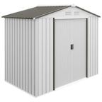 Outsunny 7' x 4' Metal Storage Shed Organizer, Garden Tool House with 4 Vents and 2 Sliding Doors for Backyard, Patio, Garage, Lawn, Dark Gray