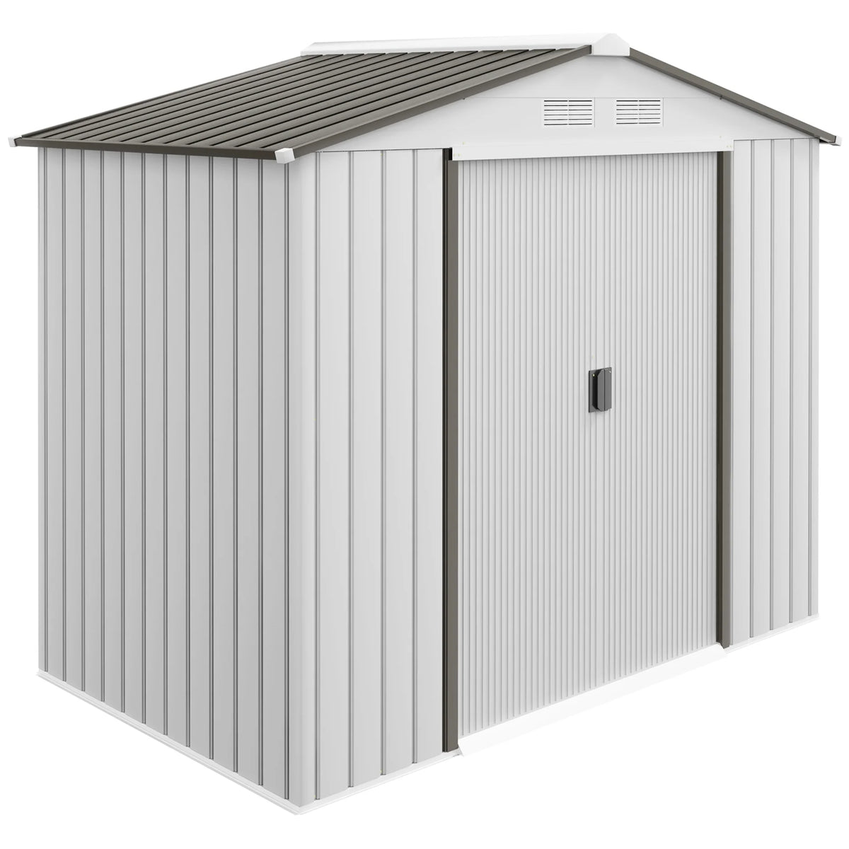 Outsunny 7' x 4' Metal Storage Shed Organizer, Garden Tool House with 4 Vents and 2 Sliding Doors for Backyard, Patio, Garage, Lawn, Dark Gray