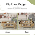 Fluted Coffee Table with Storage, Modern Coffee Tables, Wood Accent Center Table