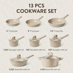Carote 13 Pcs Nonstick Cookware Sets, Non Stick Pots and Pans Set, Induction Cookware, Taupe
