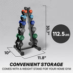 HolaHatha Neoprene Dumbbell Weight Set with Rack (Black), 112.5 lb