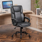 Mainstays Executive Ergonomic High Back Leather Home Office Desk Chair, Black