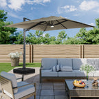 Boyel Living Cantilever Outdoor Patio Umbrellas, with Bluetooth Ambient Light & Base, Offset Square Umbrella for Pool Deck Garden Backyard, Navy Blue