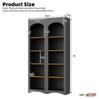 72"h Pantry Pair, 2 , Adjustable Shelves, , Black Finish 2 Bookcase , Cabinet With Vintage Style