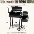Summit Living Charcoal Grill with Offset Smoker 941 sq.in. Extra Large BBQ Grill Black