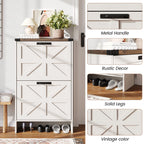 VEANERWOOD Shoes Storage Cabinet With Doors, Farmhouse Shoe Cabinet With 2 Flip Drawers For Entryway,Gray