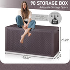 Ktaxon 90 gal Outdoor Garden Plastic Storage Deck Box Gray