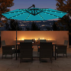 Costway 10 FT Solar Offset Hanging Umbrella Patio Cantilever Umbrella with 32 LED Lights Brown