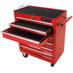7-Drawer Metal Rolling Tool Chest with Wheels, Tool Storage Cabinet with Locking System, Toolbox with Wheels for Garage, Warehouse, Workshop, Repair Shop, Red