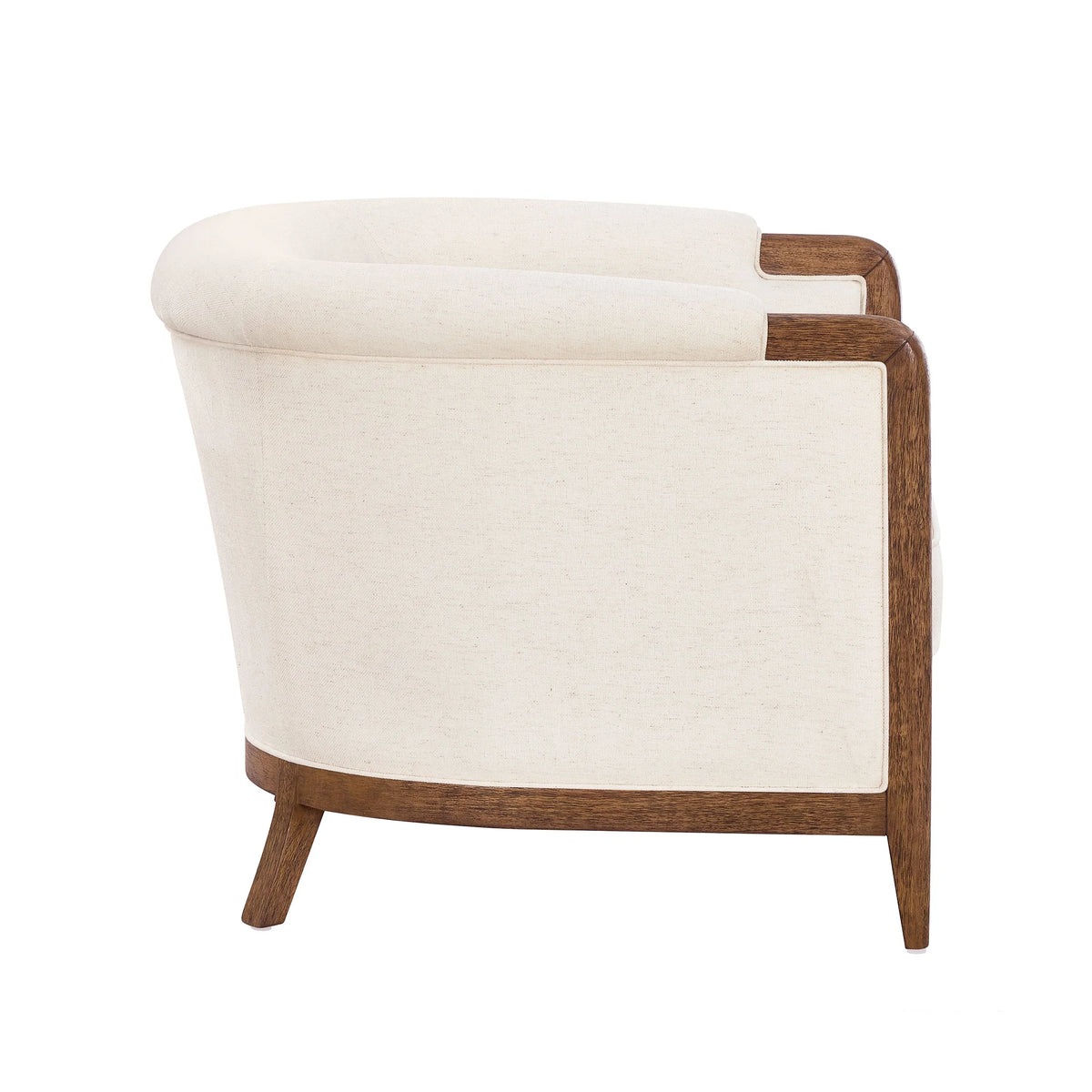 My Texas House Campbell Wood Accent Chair, Cream Fabric
