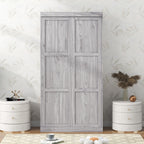 Euroco Pine Wood Twin Size Murphy Bed, Convertible Wall Bed into A Cabinet, Gray