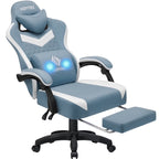 Hoffree Gaming Chair with Massage Fabric Office Chair with footrest for Adults, Ergonomic Gamer Chair with Headrest and Lumbar Support for Office Gaming, 440 LBS