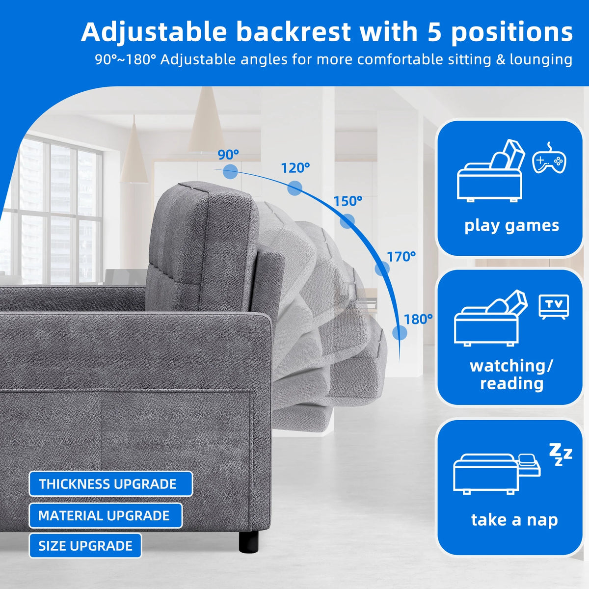 Dextrus  3-in-1 Convertible Futon Sofa Bed, Modern Sleeper Sofa with Pull-Out Bed for Small Place, Beige