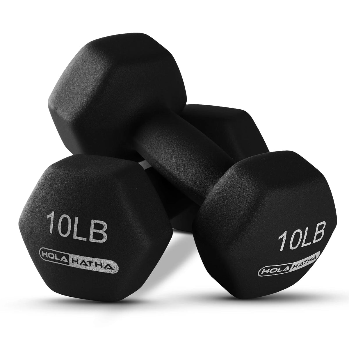HolaHatha Neoprene Dumbbell Weight Set with Rack (Black), 112.5 lb