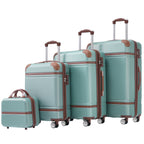 DUOSONG Hardshell Luggage Sets 4 Pieces 20"+24"+28" Luggages And Cosmetic Case Spinner Suitcase With Tsa Lock Lightweight White ABS Travel Luggage Hard Case