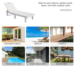 Patio Lounge Chair Set of 2, Adjustable Chaise with Side Table, Outdoor Lounger Recliner for Poolside, Patio, Backyard, Wood Texture Design | Waterproof | Easy to Assemble | Max Weight 330 lbs White