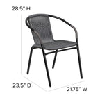 Emma + Oliver Indoor/Outdoor Stacking Rattan Restaurant Patio Chairs, Set of 2, Gray