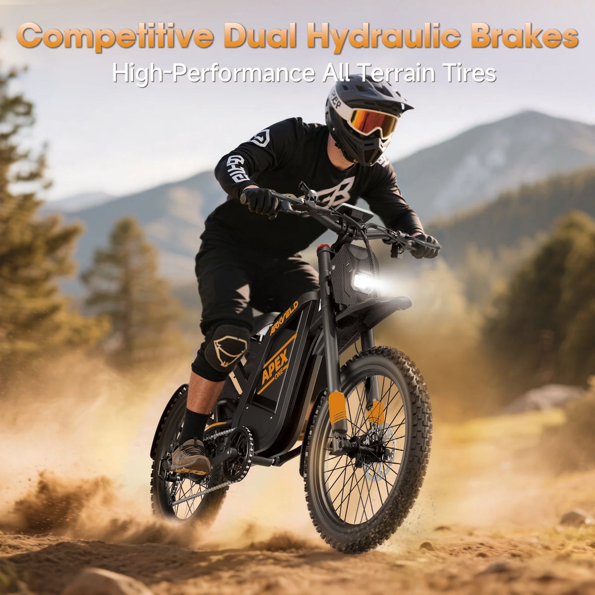 Arkveld Electric Bike for Adults, Peak-3000W, Max 40MPH and 80Miles Electric Motorcycle,25" Fat Tire Dirt Bike, APEX1 7-Speed E-Bike，White