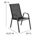Flash Furniture 5 Pack Brazos Series Brown Outdoor Stack Chair with Flex Comfort Material and Metal Frame