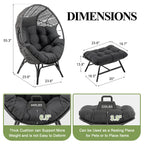 RADIATA 440 lbs Outdoor Egg Chair with Foot Rest & Ottoman, Wicker Patio Egg Chair for Indoor or Garden,Beige