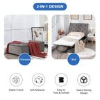 Costway Modern Solid Wood Folding Beds with Ottoman, Grey