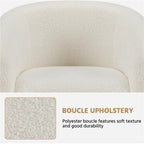 Yaheetech Upholstered Club Chair Accent Barrel Chair, Ivory