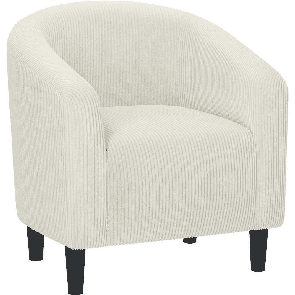 Yaheetech Upholstered Club Chair Accent Barrel Chair, Ivory