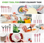 54-Piece Kitchen Cookware Set �C Complete Non-Stick Ceramic Pots and Pans Set with Utensils, Bakeware, and Knife Set, Gas, Electric & Induction Compatible, Blush Pink Kitchen Essentials
