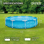 INTEX Round Metal Frame 10ft x 30in Above Ground Swimming Pool Set, Blue