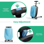 Muhub 2 in 1 Scooter Luggage for Kids and Adult,Foldable Ride on Luggage with Wheels,Light Blue