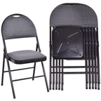 Costway Set of 6 Folding Chairs Fabric Upholstered Padded Seat Metal Frame Home Office Beige