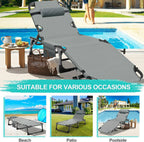 Slsy Folding Lounge Chair, 5-Position Adjustable Outdoor Reclining Chair, Folding Sleeping Bed Cot, Folding Chaise Lounge Chair for Pool Beach Patio Sunbathing
