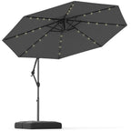 Costway 10 FT Solar Offset Hanging Umbrella Patio Cantilever Umbrella with 32 LED Lights Brown