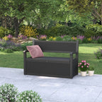 Bifanuo 70 Gallon Storage Bench Deck Box for Patio Furniture with Armrest Bench Outdoor Storage Water-Resistant Deck Box for Garden Tools,Pool Storage and Outdoor Cushions,Grey