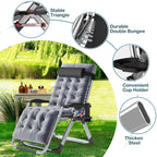 NAIZEA 2 Pack Zero Gravity Chair, Foldable Portable Lawn Recliner with Cushion, Headrest, Cup Holder, Black