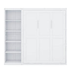 YunNianYang Queen Size Gray Murphy Bed Wall Bed with Shelves