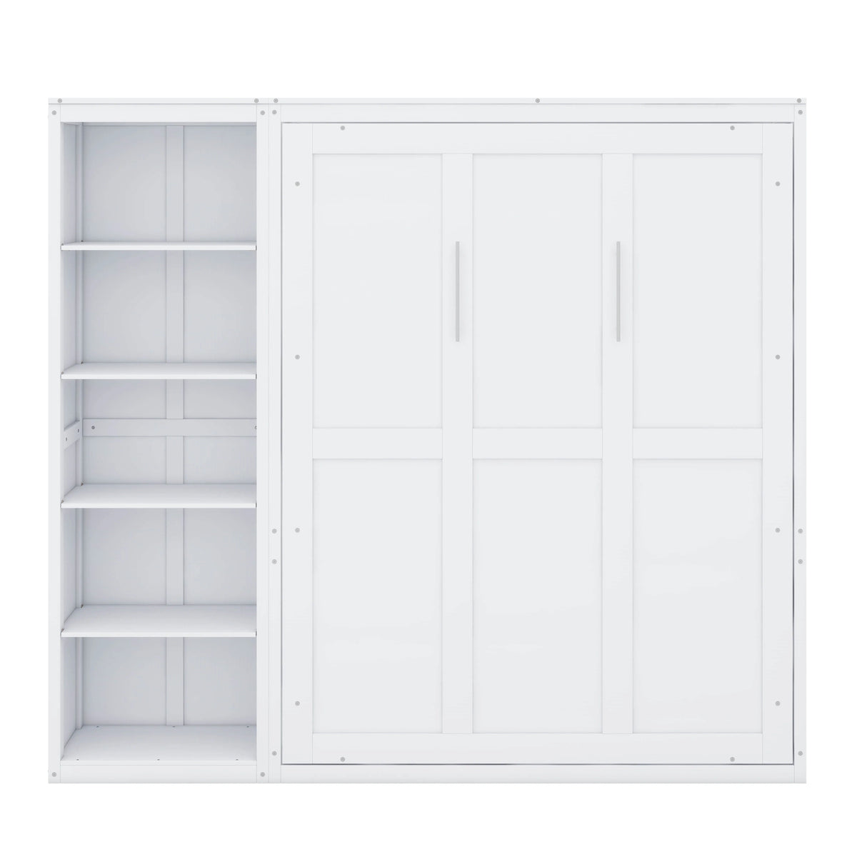 YunNianYang Queen Size Gray Murphy Bed Wall Bed with Shelves